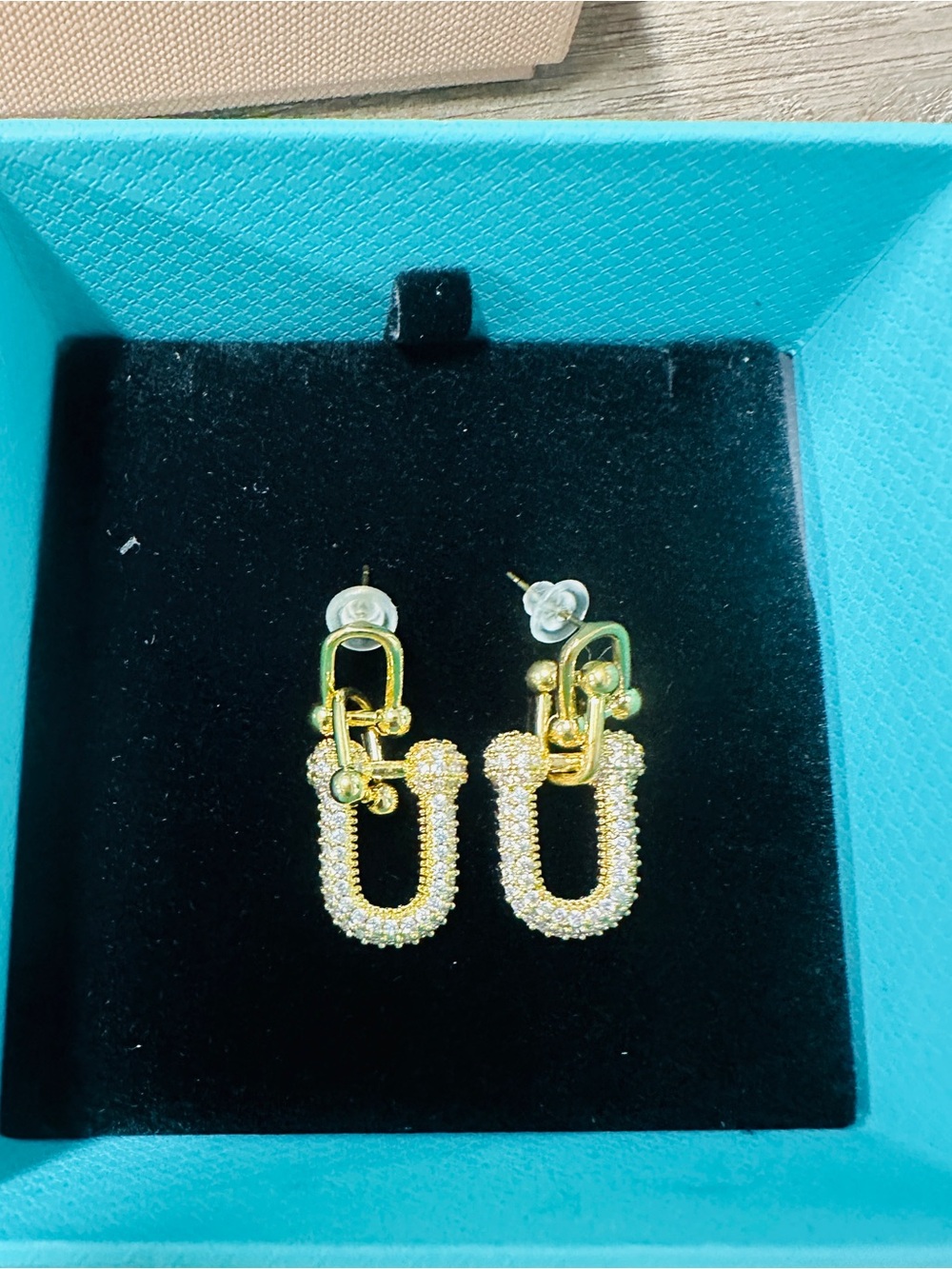 Gold Crystal Link Drop Earrings - Women Jewelry